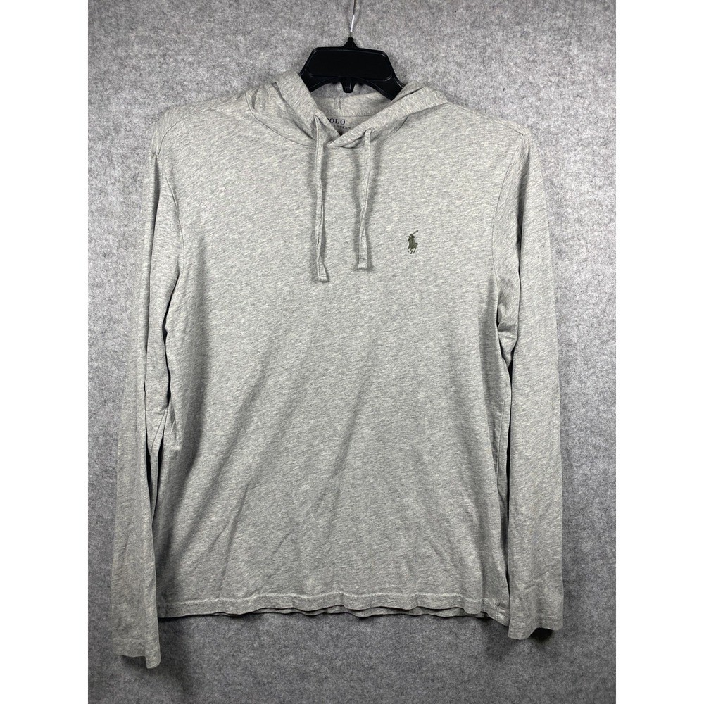 Polo Ralph Lauren Mens Heather Gray Long Sleeve Hooded T-Shirt Pony Logo Size M